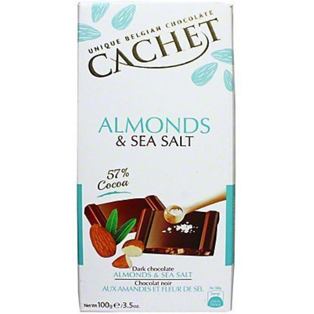 CACHET DARK CHOC ALMOND & SEA SALT 100G